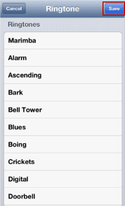 select ringtone and tap save