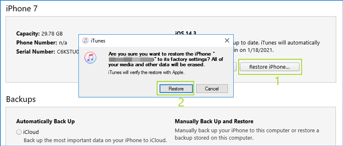 restore with iTunes