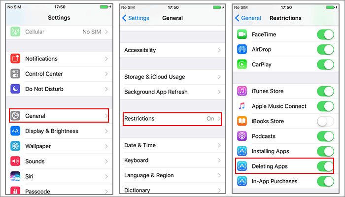 allow deleting apps on older iOS version iPhone