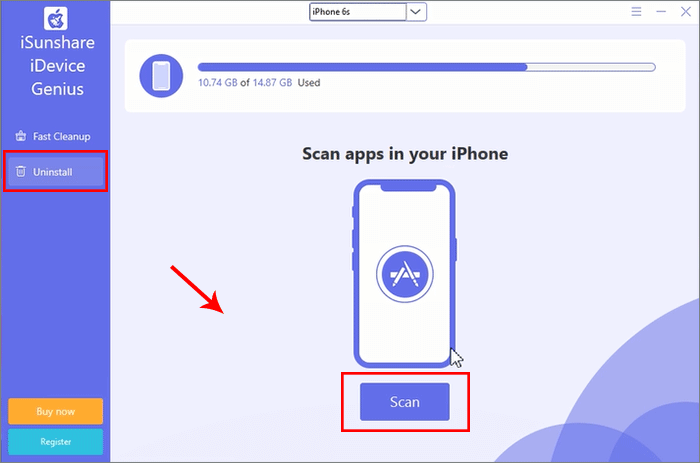 click scan in uninstall interface