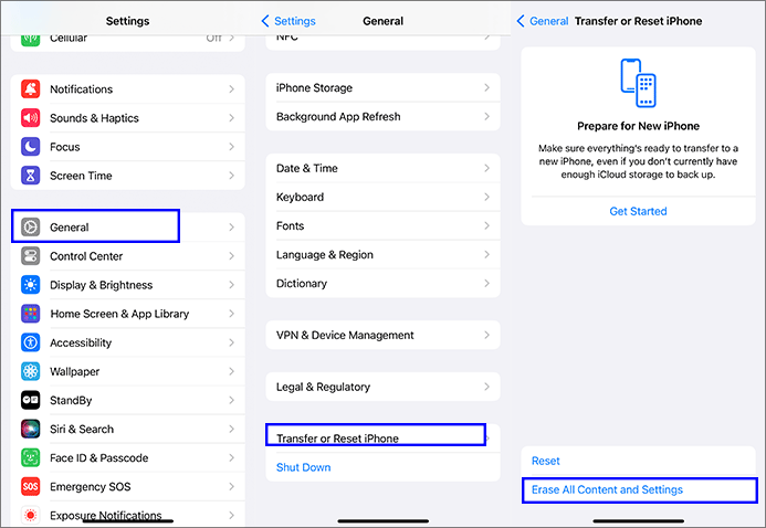 erase all settings on iPhone