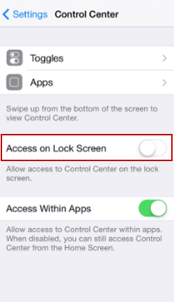 turn off access on lock screen