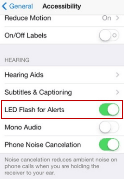 turn on led flash for alerts