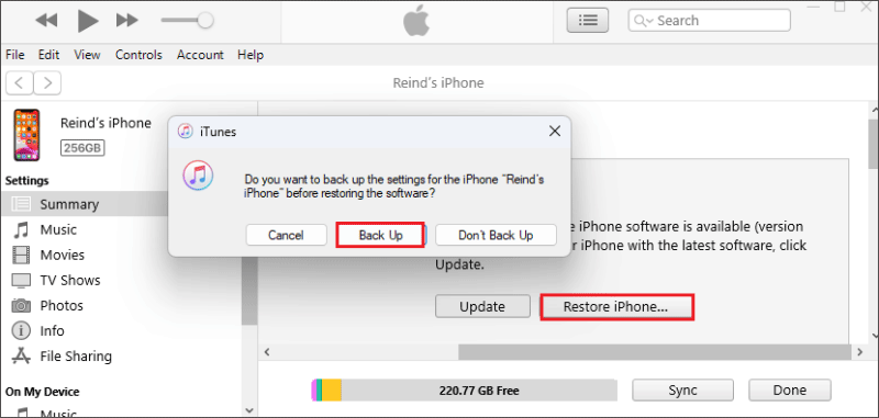 restore and backup iphone