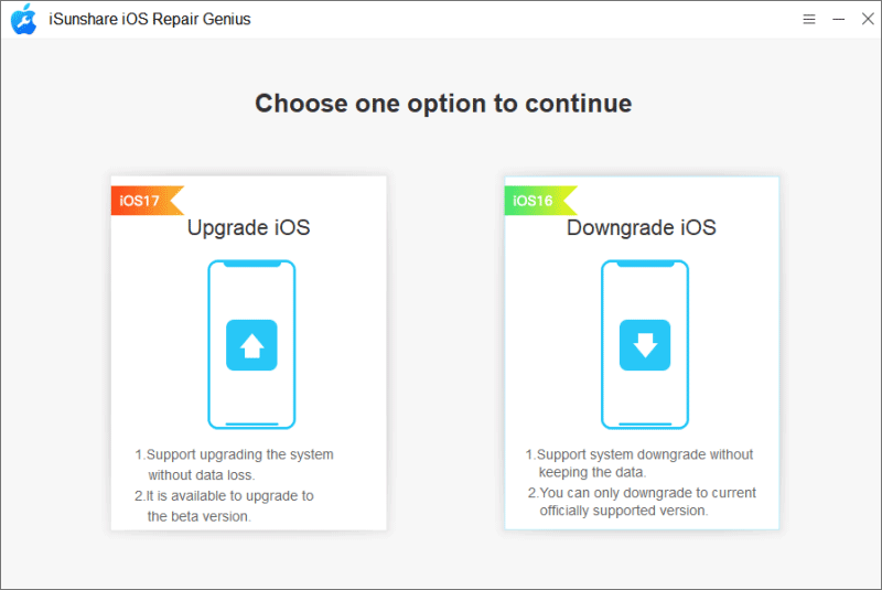 upgrade or downgrade iOS