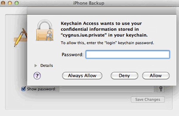recover iPhone 6 backup password in Keychain