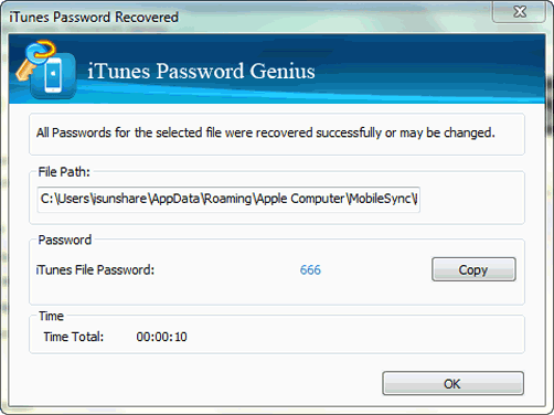 recover encrypted iTunes backup password successfully