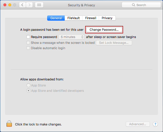 choose to change current user password on mac