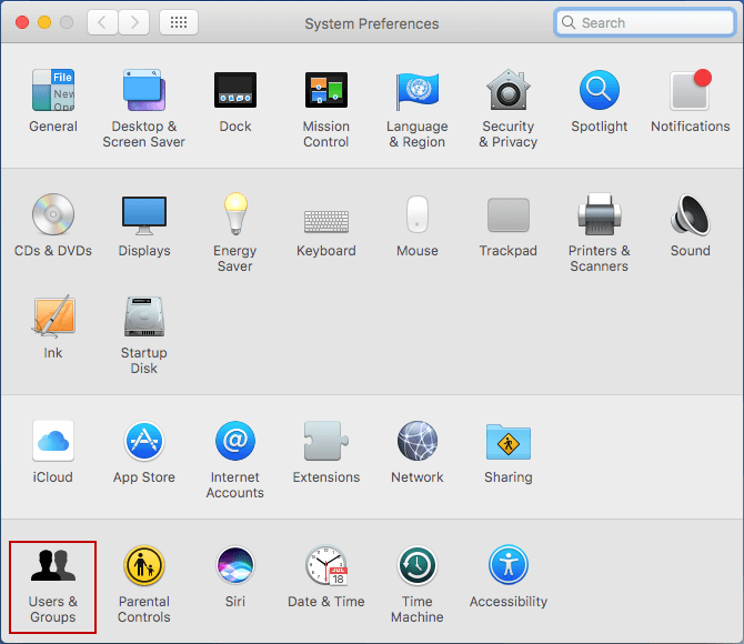 choose user and groups in system preferences