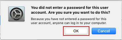 confirm to remove mac user account password