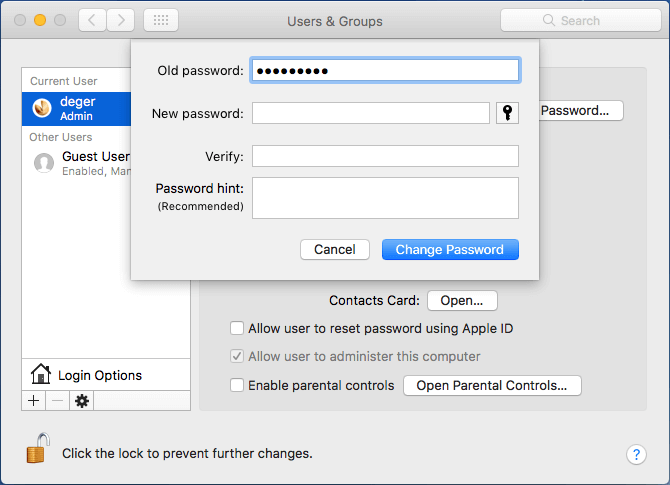 remove mac user password