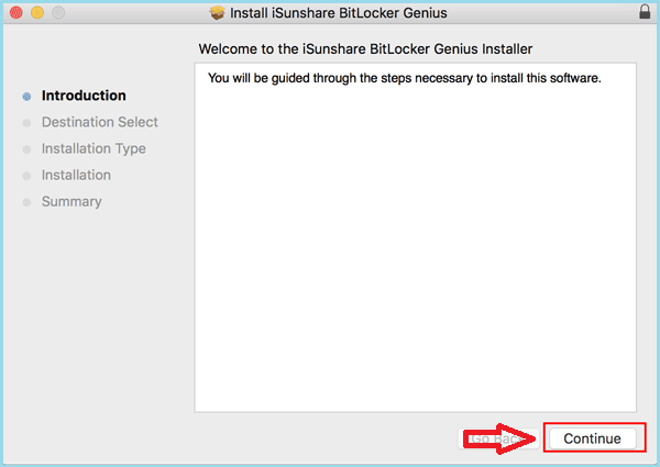 hit continue button in BitLocker Genius installer