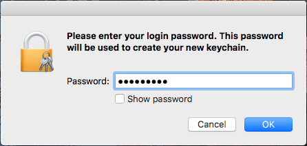enter new password to create new keychain