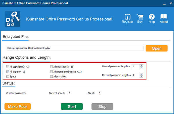 specify Office password range and length