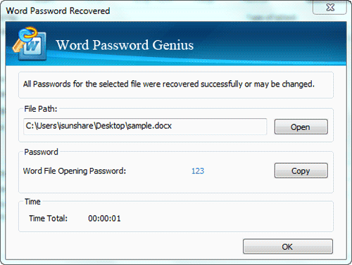 recover docx document password successfully