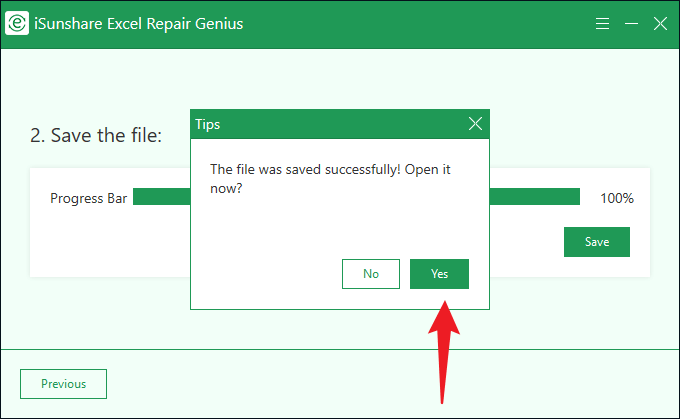 open repaired excel file
