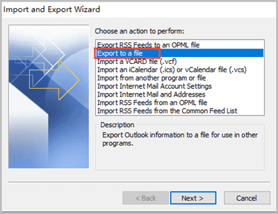 export to a file outlook 2007