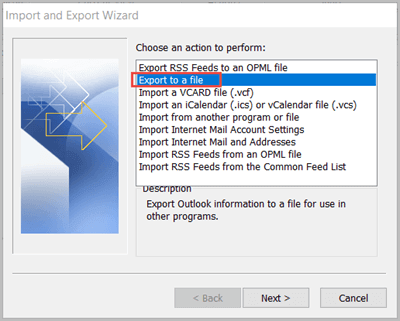 export to a file outlook 2010