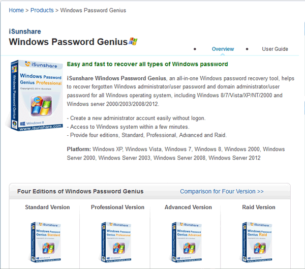 use guaranteed Windows Password Recovery tool