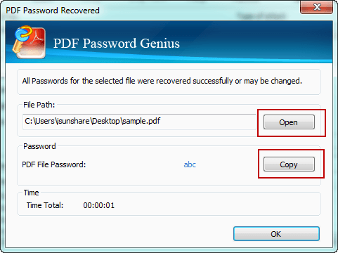 get PDF file password with advanced PDF password recovery tool