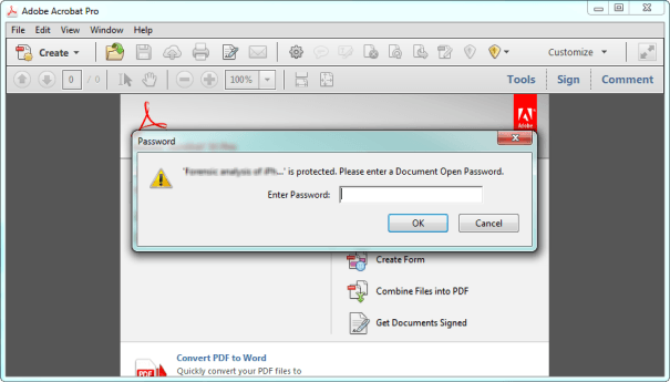 open PDF document with recovered password