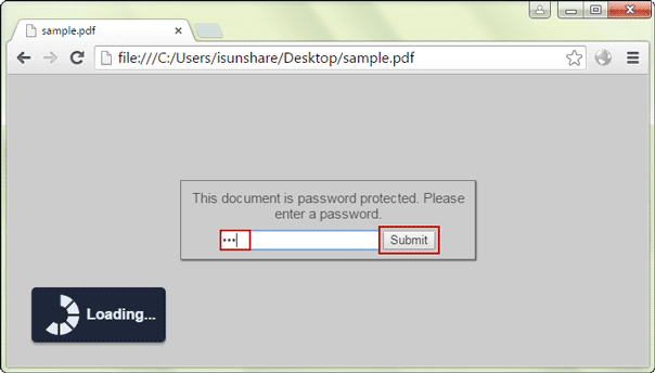 submit password protected pdf file to chrome