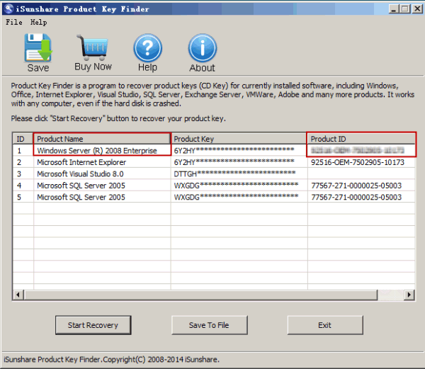 get Windows Server 2008(R2) PID automatically
