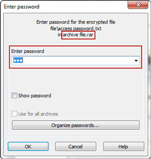open password protected winrar file