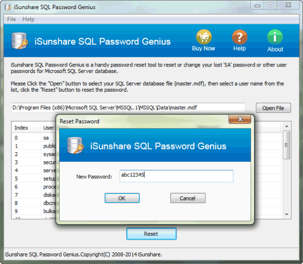 set a new password for SQL SA account