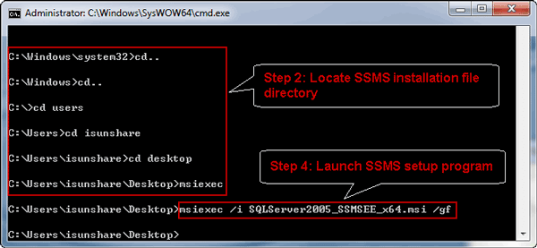 fix SSMS installation error with command run as administrator