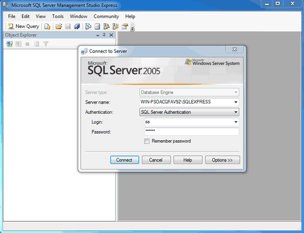 login SQL Server with SQL Server Authentication mode