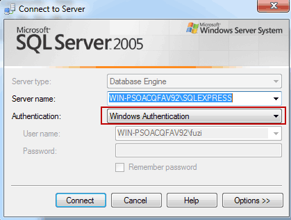 login SQl Server using Windows Authentication mode
