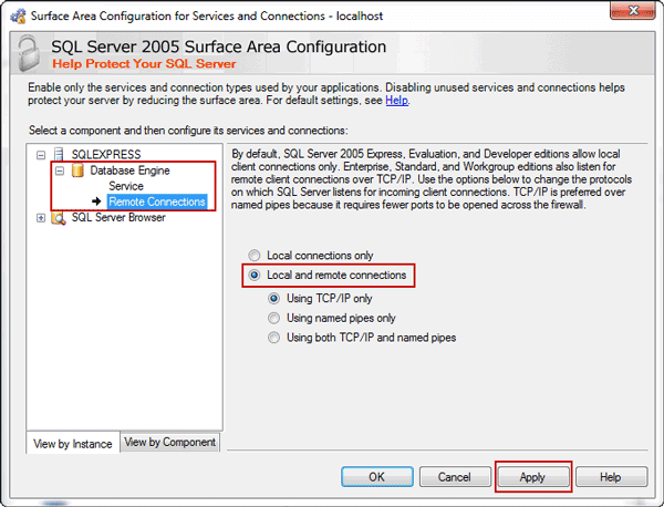 enable SQL Server local and remote connections