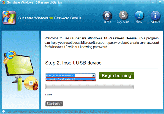 burn password recovery program into usb