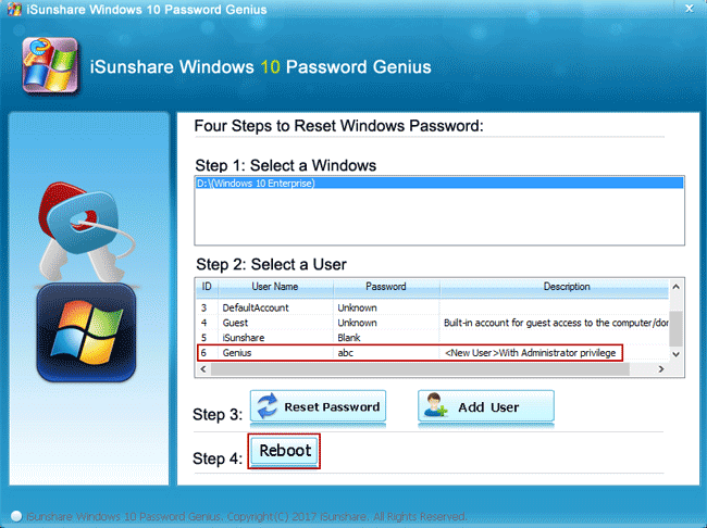 successfully create administrator account in windows 10