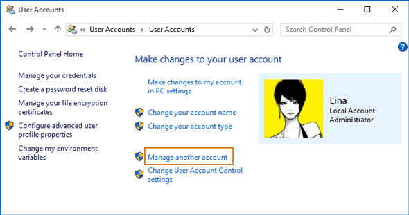 choose to manage another account
