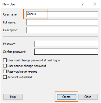 create new local user in computer management