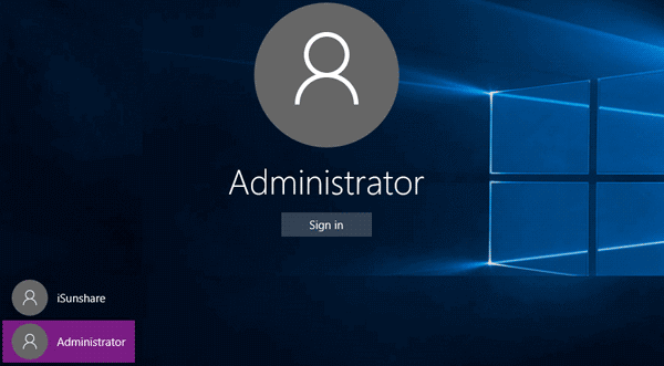 sign in windows 10 with built-in administrator