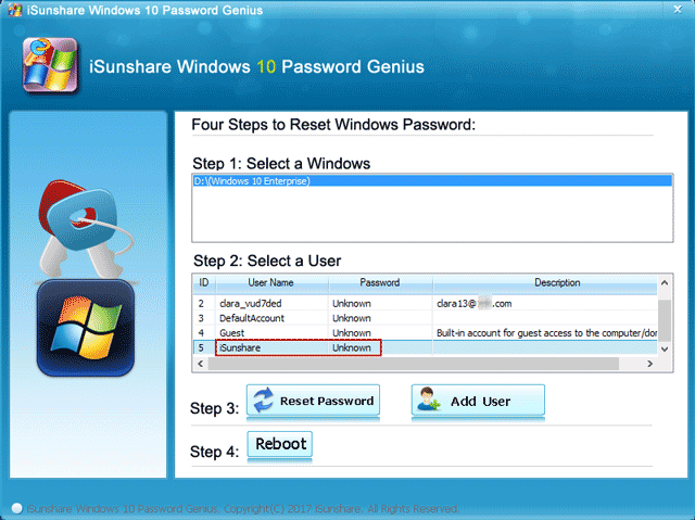 unlock windows 10 admin password by remover