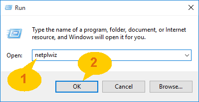 run netplwiz command in windows 10