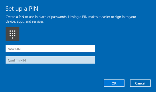 reset pin code while logon with microsoft account