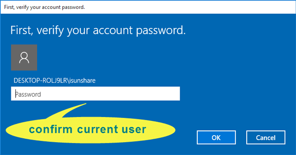 verify current account password