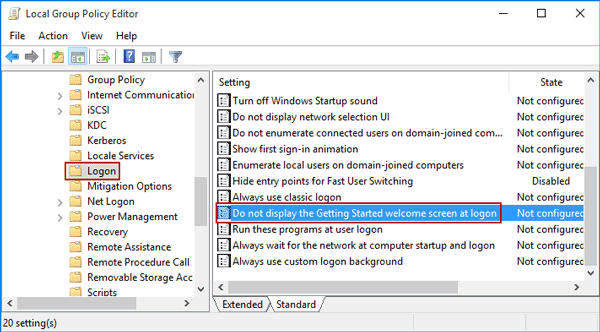 change logon settings in group policy editor
