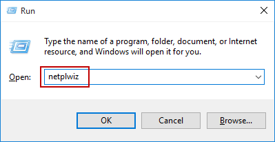 search netplwiz for opening user account settings