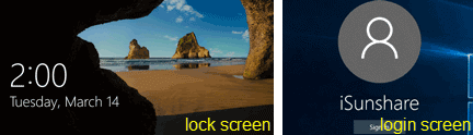 lock screen and login screen