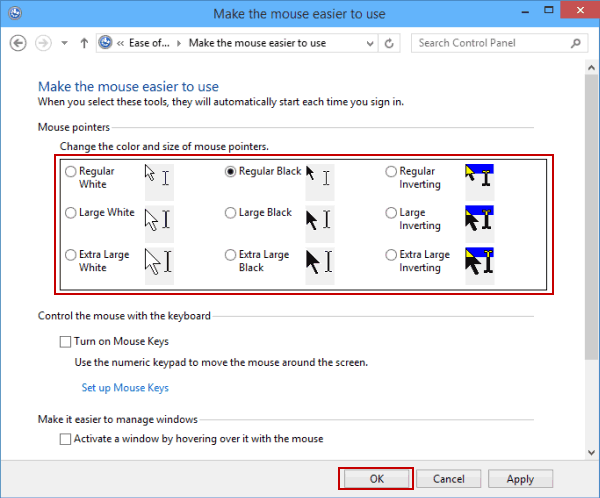 choose new mouse pointer