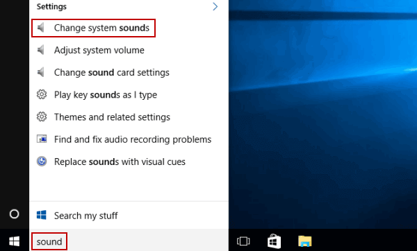 open sounds settings by search