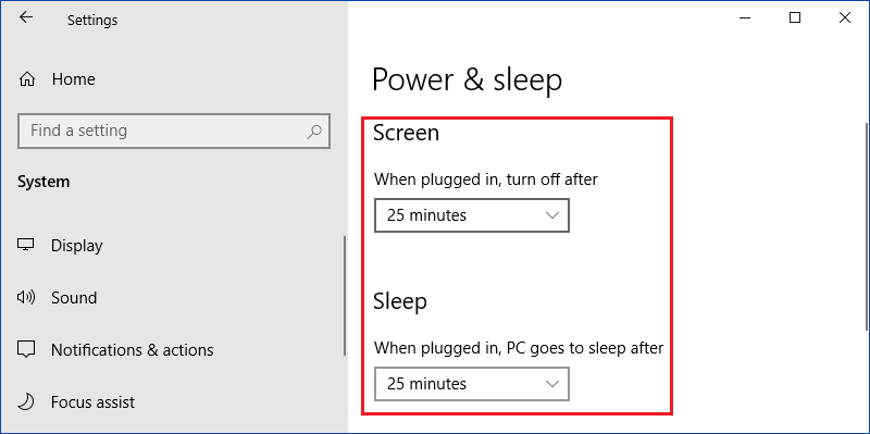 set the screen and sleep time