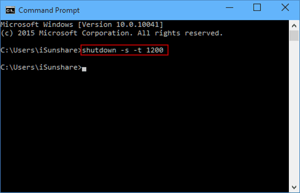 set Auto Shutdown via command prompt