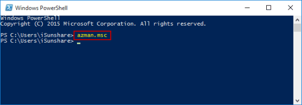open authorization manager by windows powershell